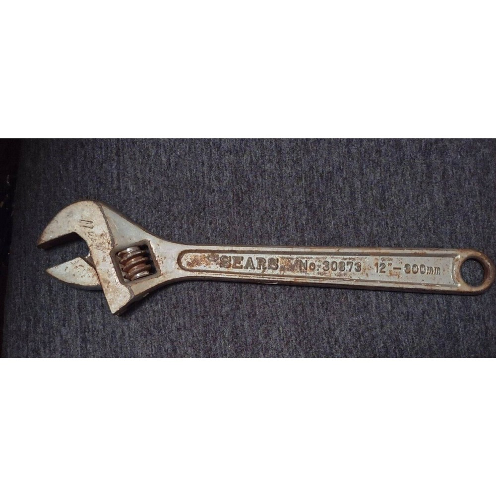 Vintage Sears 12" Adjustable Wrench Forged Chrome Alloy No.30873 tool